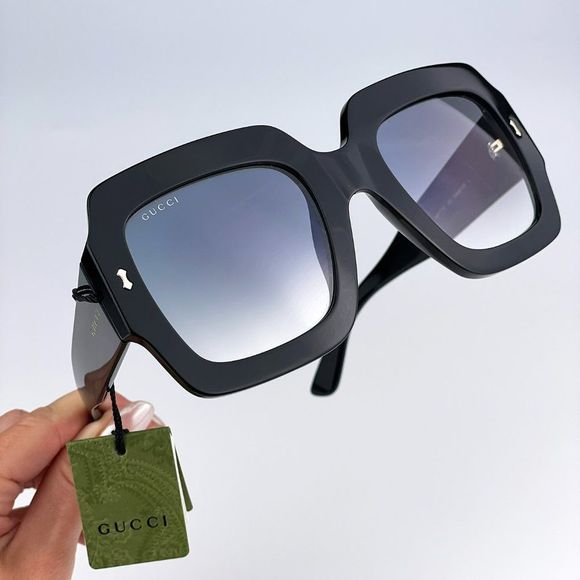 Gucci GG1111S 001 Sunglasses Black Grey Gradient Square Unisex - Picture 7 of 14